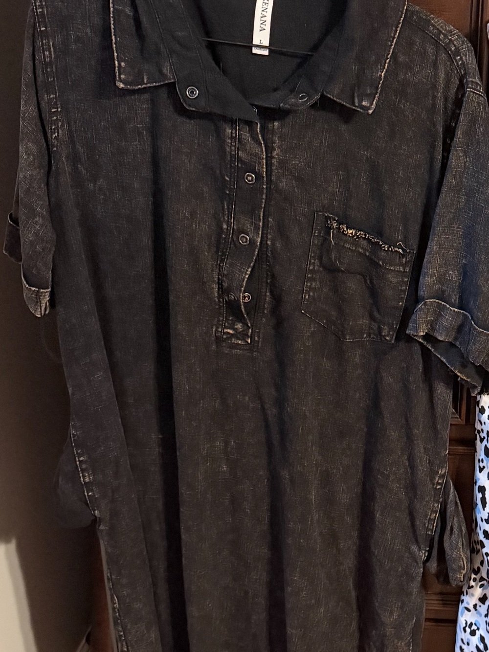 Women’s Washed Black Short-Sleeve dress